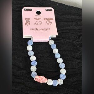 Simply Southern Blue and White Bracelet with Pink Turtle Charm